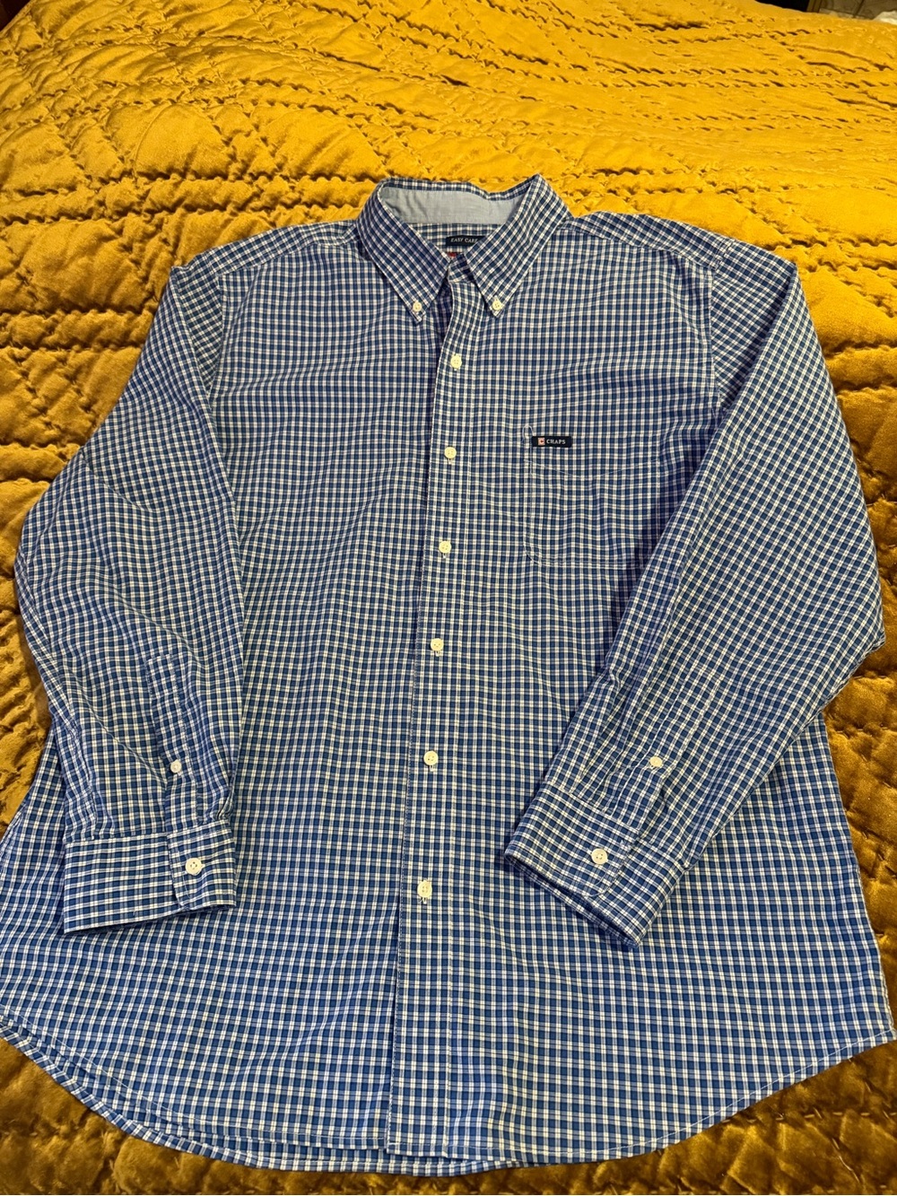 Chaps Blue and White Checked Button-Down Shirt